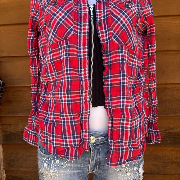 Ralph Lauren Denim & Supply Red flannel Button Down Plaid Shirt Size S - Picture 5 of 10